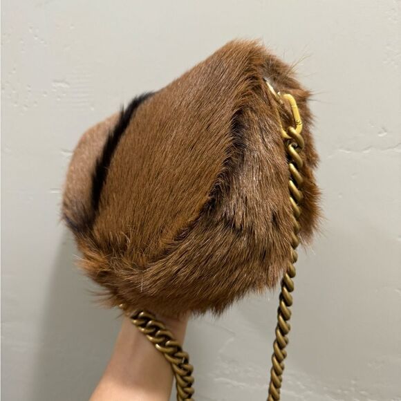 Handmade Asymmetric Leather Shoulder Bag/Hair On Goat- hide Saddle Bag/Crossbody - Picture 11 of 16